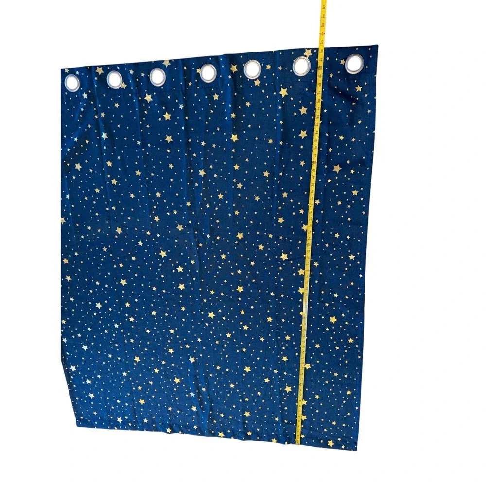 Navy Blue Gold Star Grommet‎ Curtain Panel 52x63 Celestial Kids Room Nursery